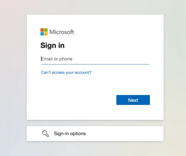 official microsoft login page